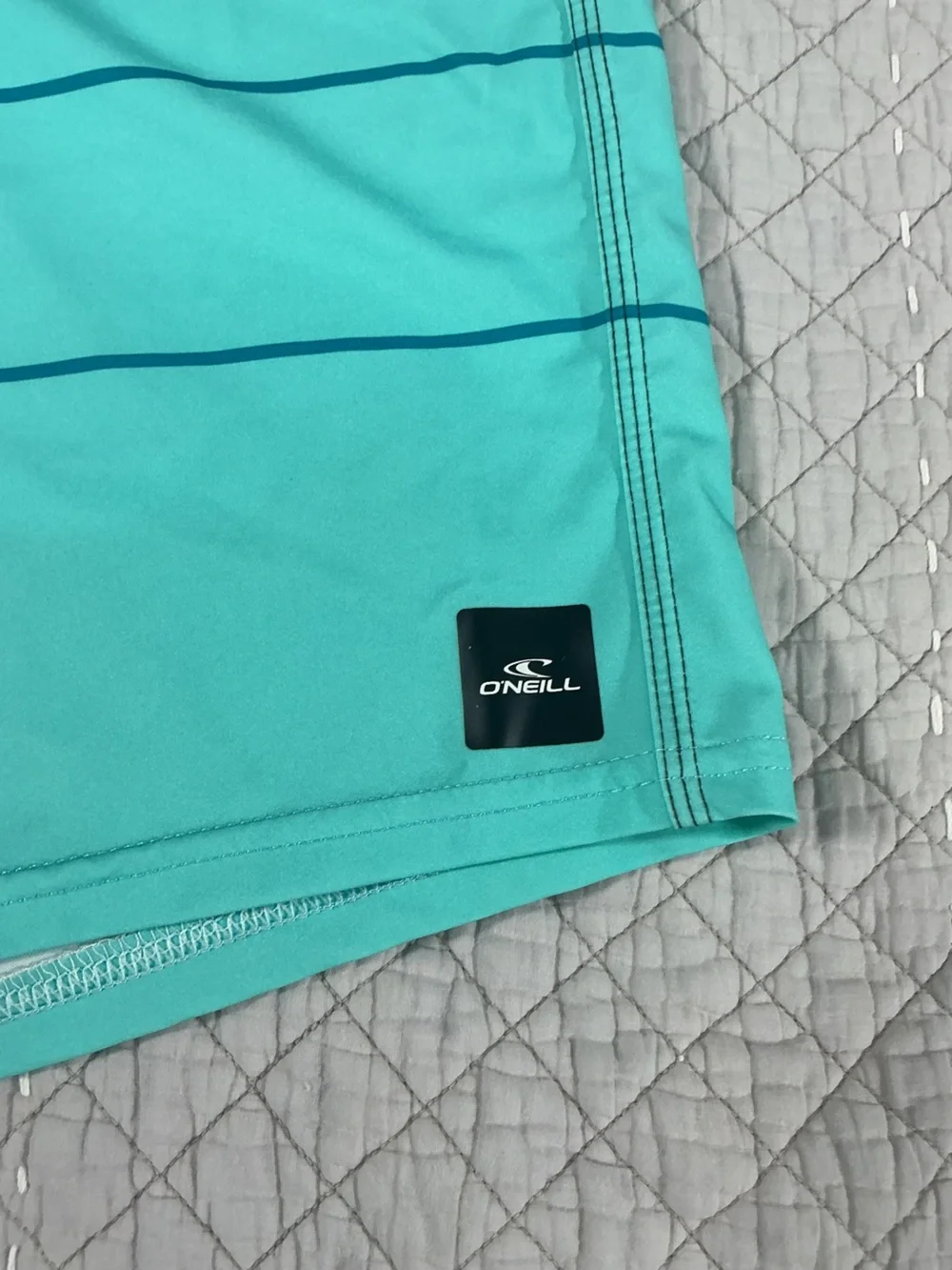 O'Neill Hyperfreak Heat Stripe 21” Turquoise Swim Board Shorts Size 36